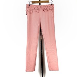 Vero Moda pink lace floral trim pants